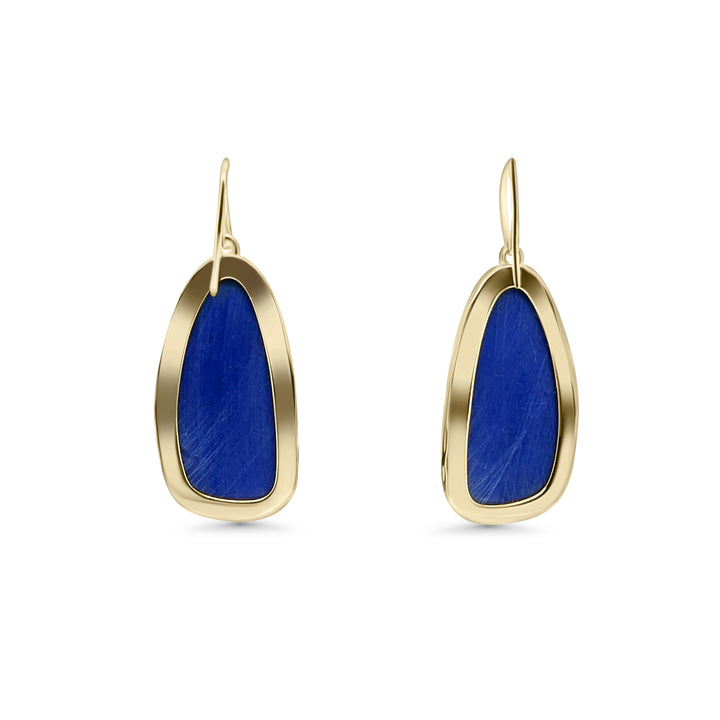 35.96 Cts Lapis Lazuli Dangle Earring in Brass