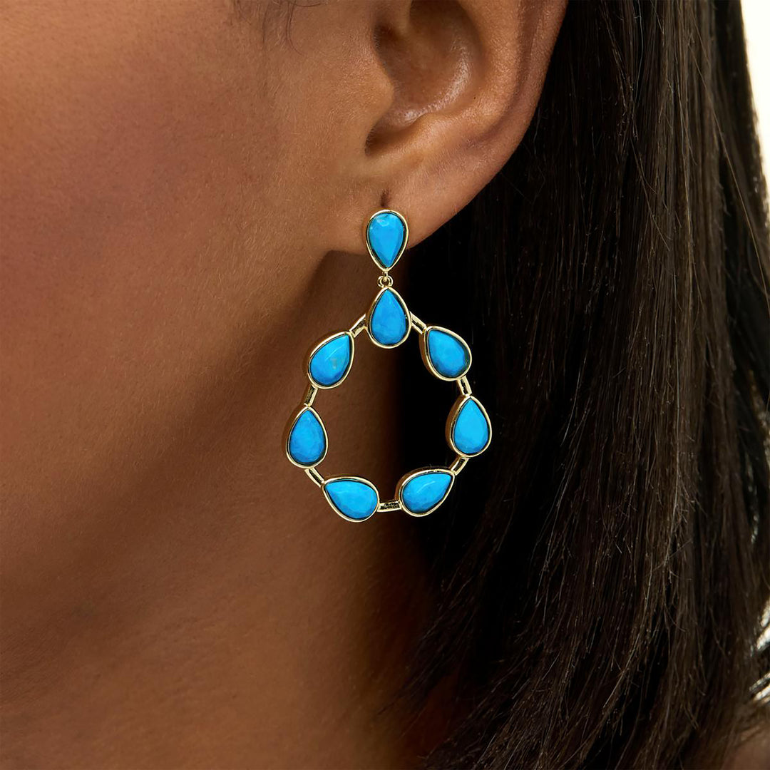 19.00 Cts Turquoise Dangle Earring in Brass