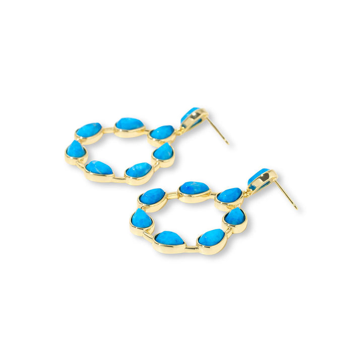 19.00 Cts Turquoise Dangle Earring in Brass