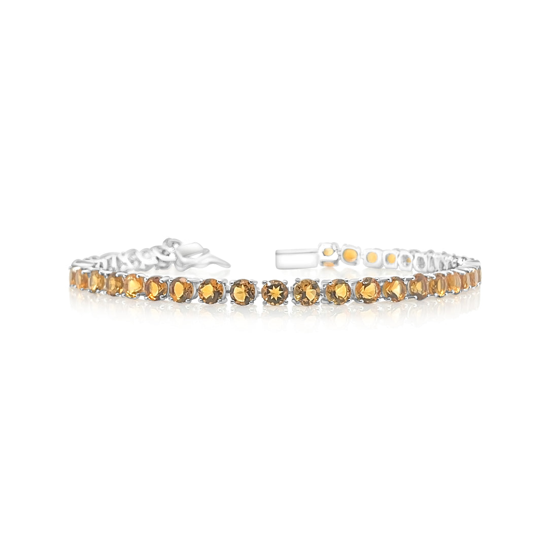 9.92 Cts Citrine Tennis Bracelet in 925 Sterling Silver