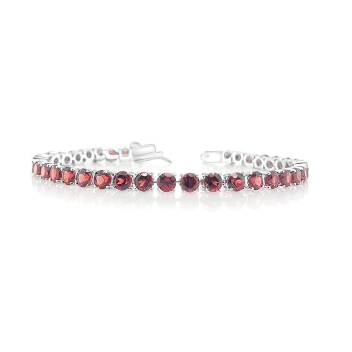 14.02 Cts Garnet Tennis Bracelet in 925 Sterling Silver