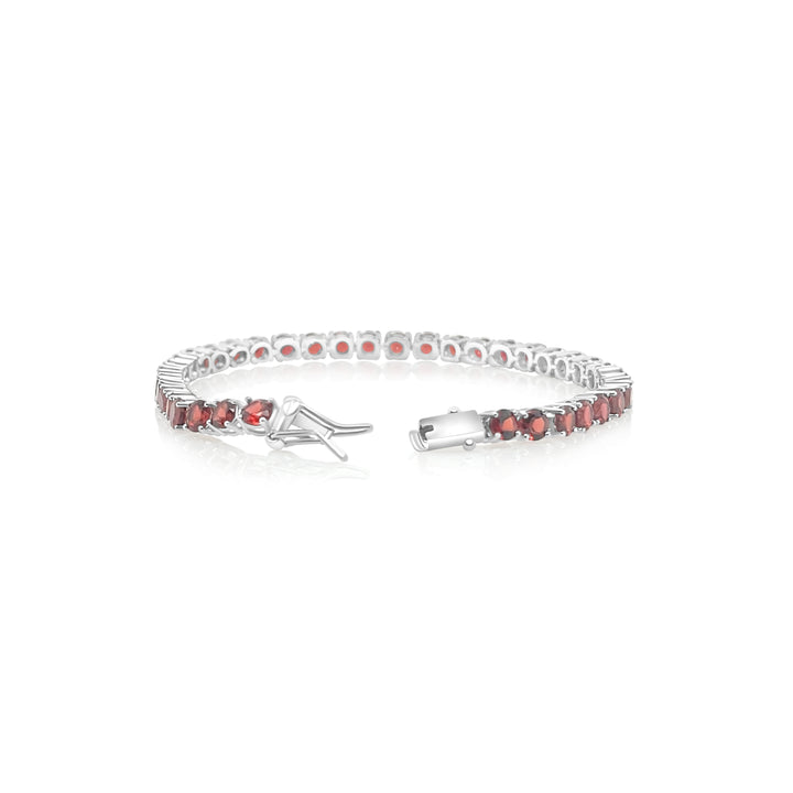 14.02 Cts Garnet Tennis Bracelet in 925 Sterling Silver