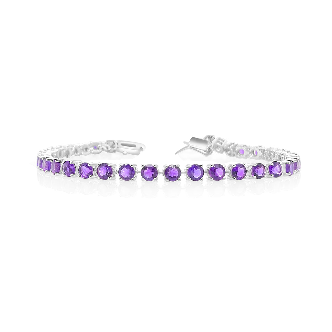 8.72 Cts African Amethyst Tennis Bracelet in 925 Sterling Silver