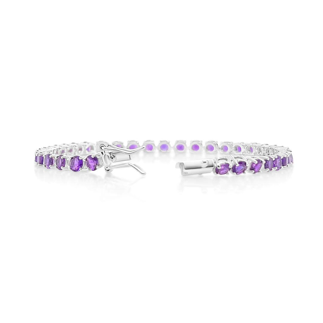 8.72 Cts African Amethyst Tennis Bracelet in 925 Sterling Silver