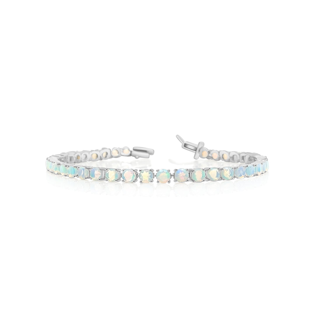 6.71 Cts White Opal Tennis Bracelet in 925 Sterling Silver