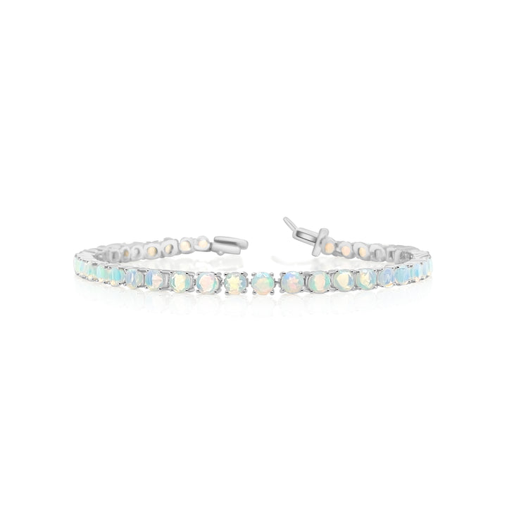 6.71 Cts White Opal Tennis Bracelet in 925 Sterling Silver