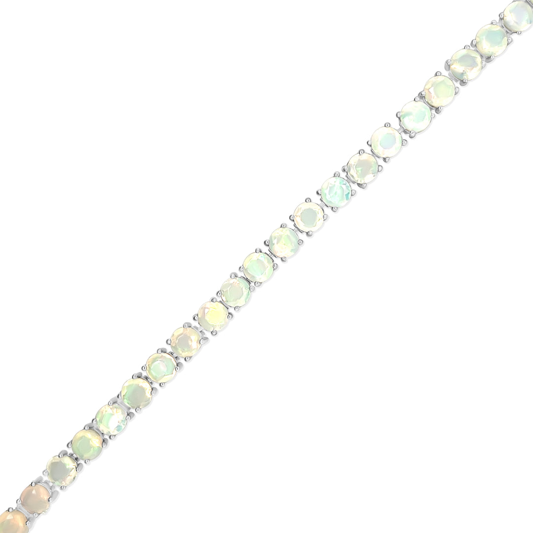 6.71 Cts White Opal Tennis Bracelet in 925 Sterling Silver