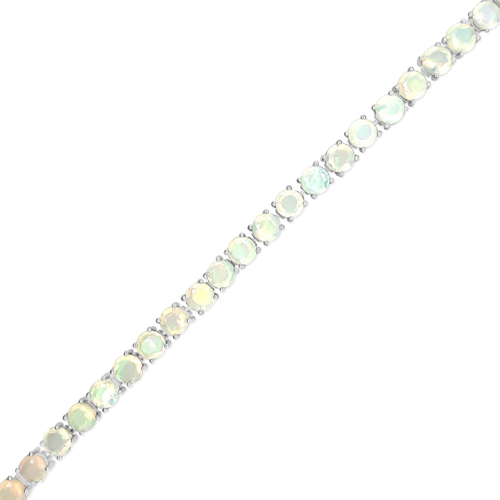 6.71 Cts White Opal Tennis Bracelet in 925 Sterling Silver