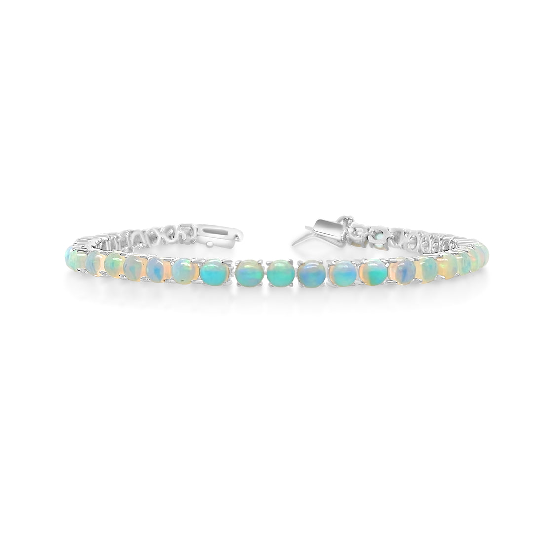 8.36 Cts White Opal Tennis Bracelet in 925 Sterling Silver