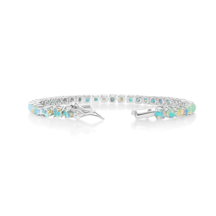 8.36 Cts White Opal Tennis Bracelet in 925 Sterling Silver