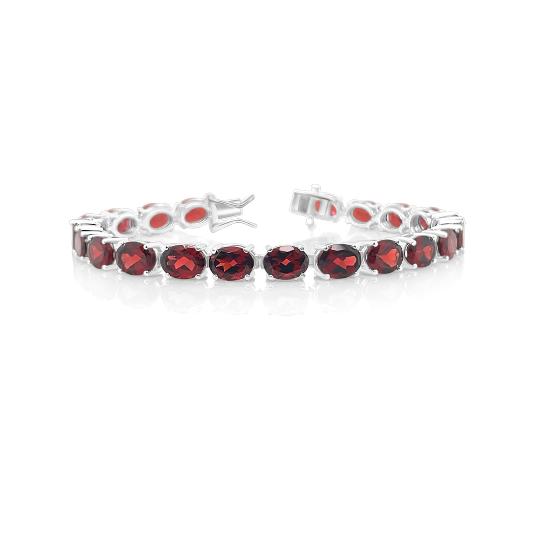 33.01 Cts Garnet Tennis Bracelet in 925 Sterling Silver