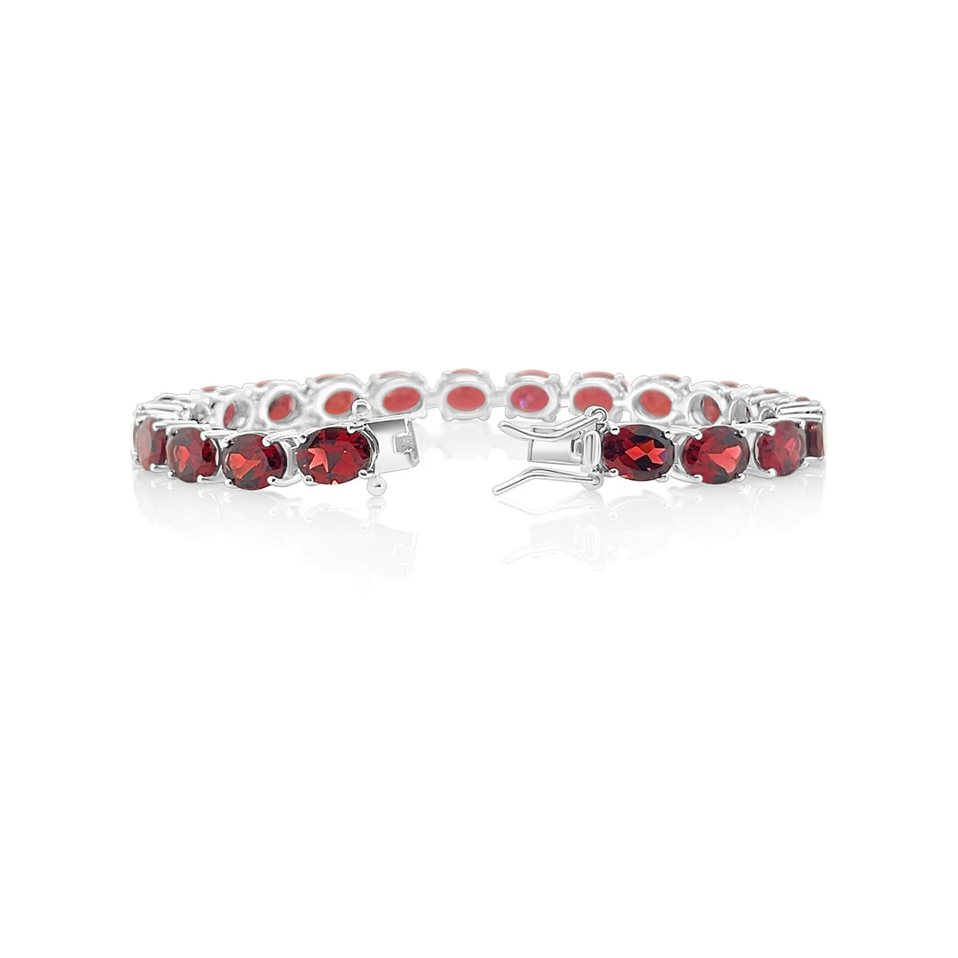 33.01 Cts Garnet Tennis Bracelet in 925 Sterling Silver