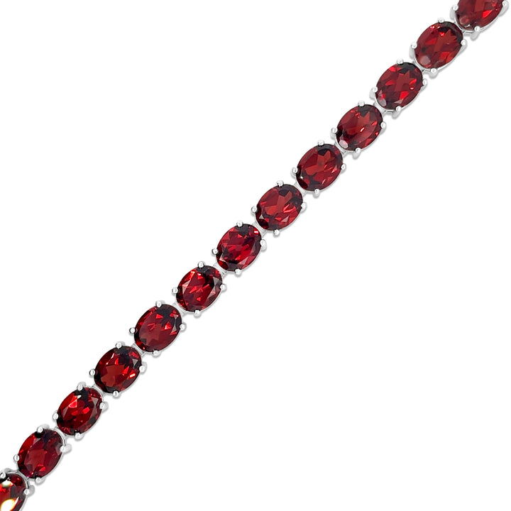 33.01 Cts Garnet Tennis Bracelet in 925 Sterling Silver