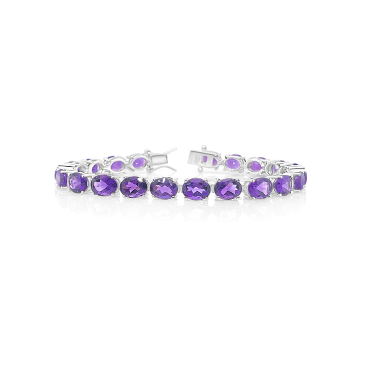 26.41 Cts African Amethyst Tennis Bracelet in 925 Sterling Silver