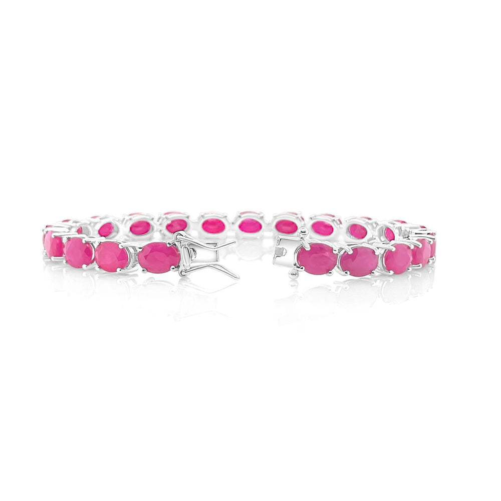 38.42 Cts Ruby Tennis Bracelet in 925 Sterling Silver