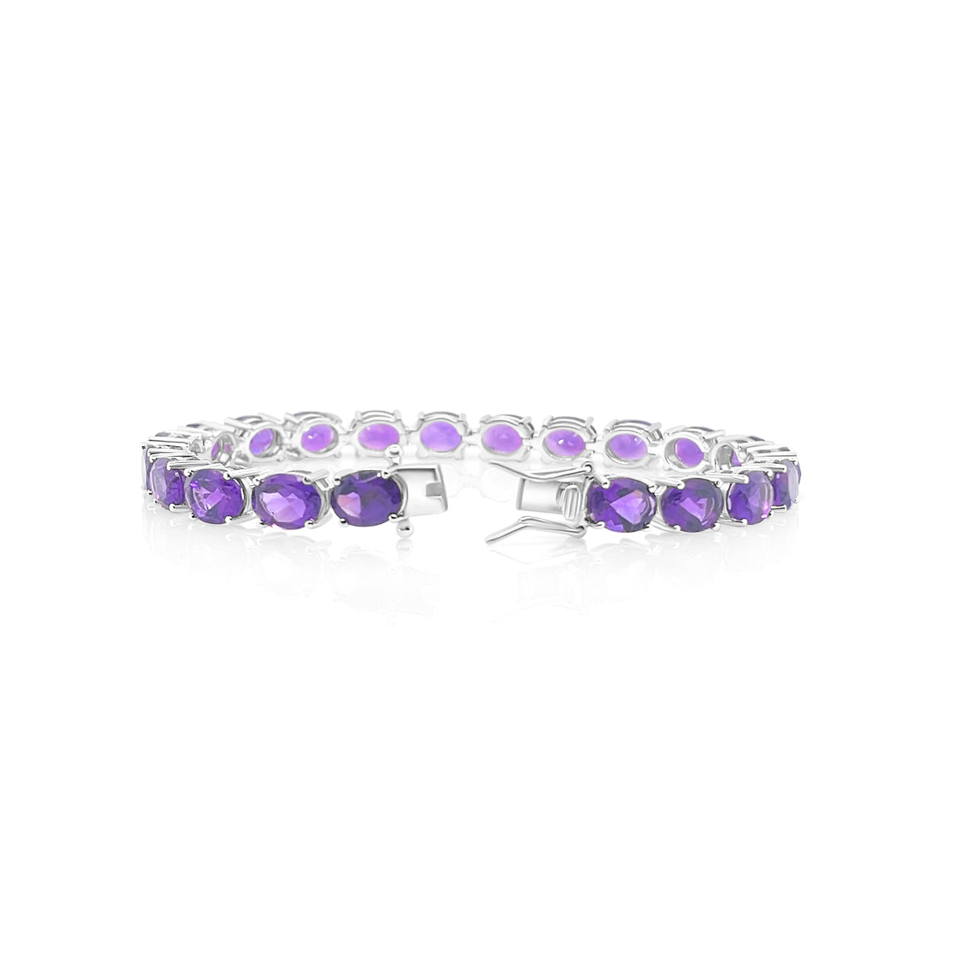 26.41 Cts African Amethyst Tennis Bracelet in 925 Sterling Silver