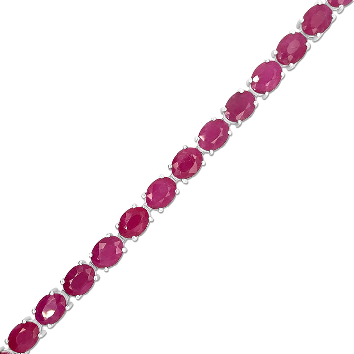 38.42 Cts Ruby Tennis Bracelet in 925 Sterling Silver