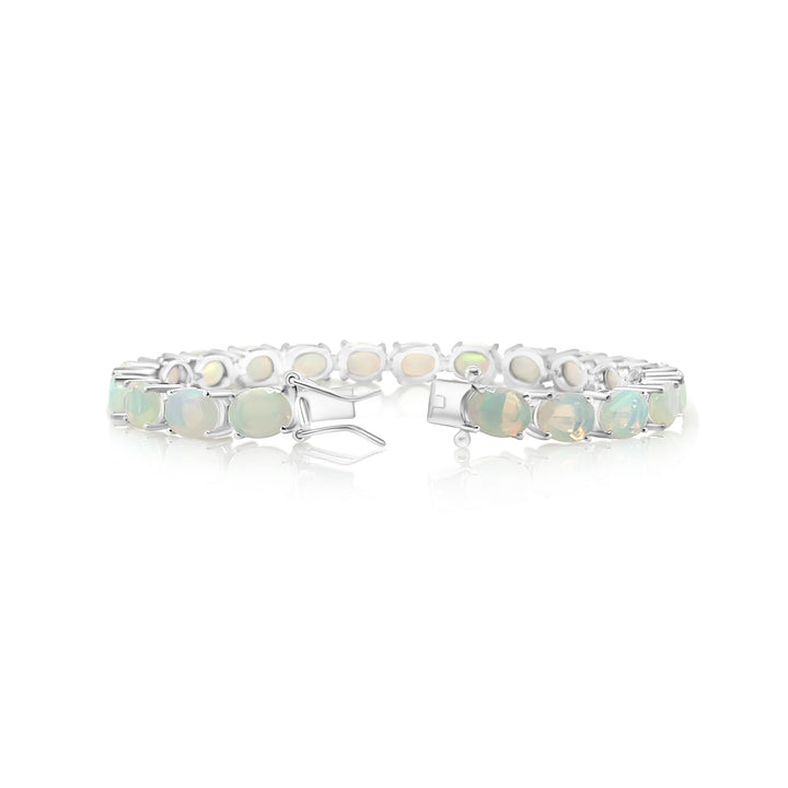 16.68 Cts White Opal Tennis Bracelet in 925 Sterling Silver