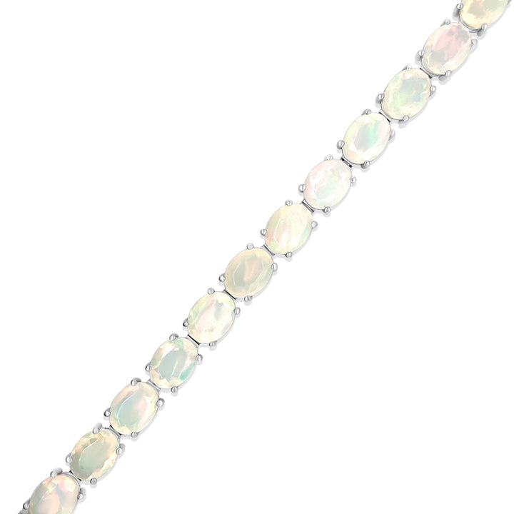 16.68 Cts White Opal Tennis Bracelet in 925 Sterling Silver