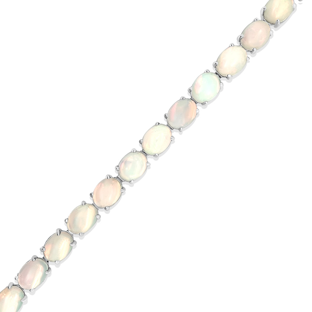 18.23 Cts White Opal Tennis Bracelet in 925 Sterling Silver