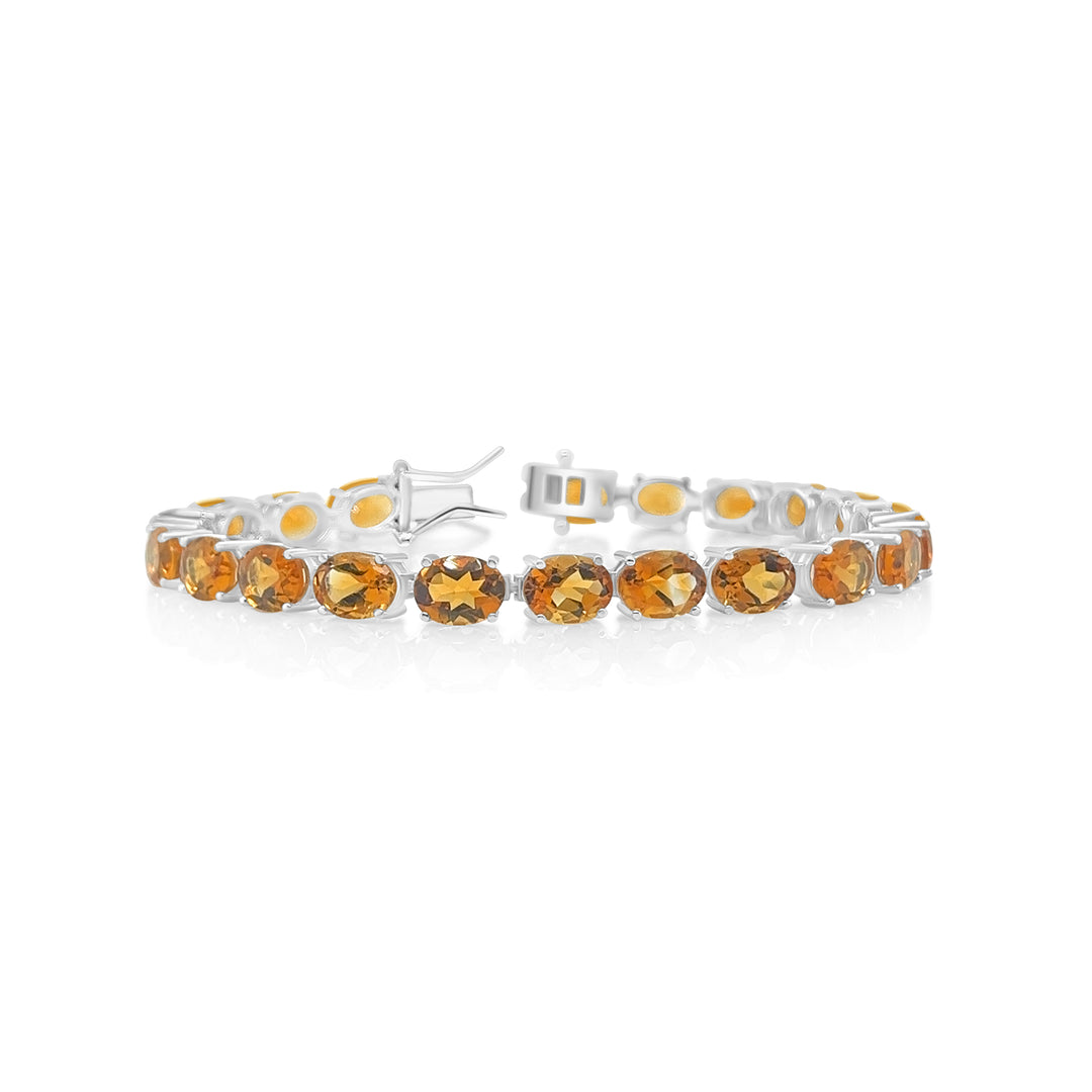 24.86 Cts Citrine Tennis Bracelet in 925 Sterling Silver