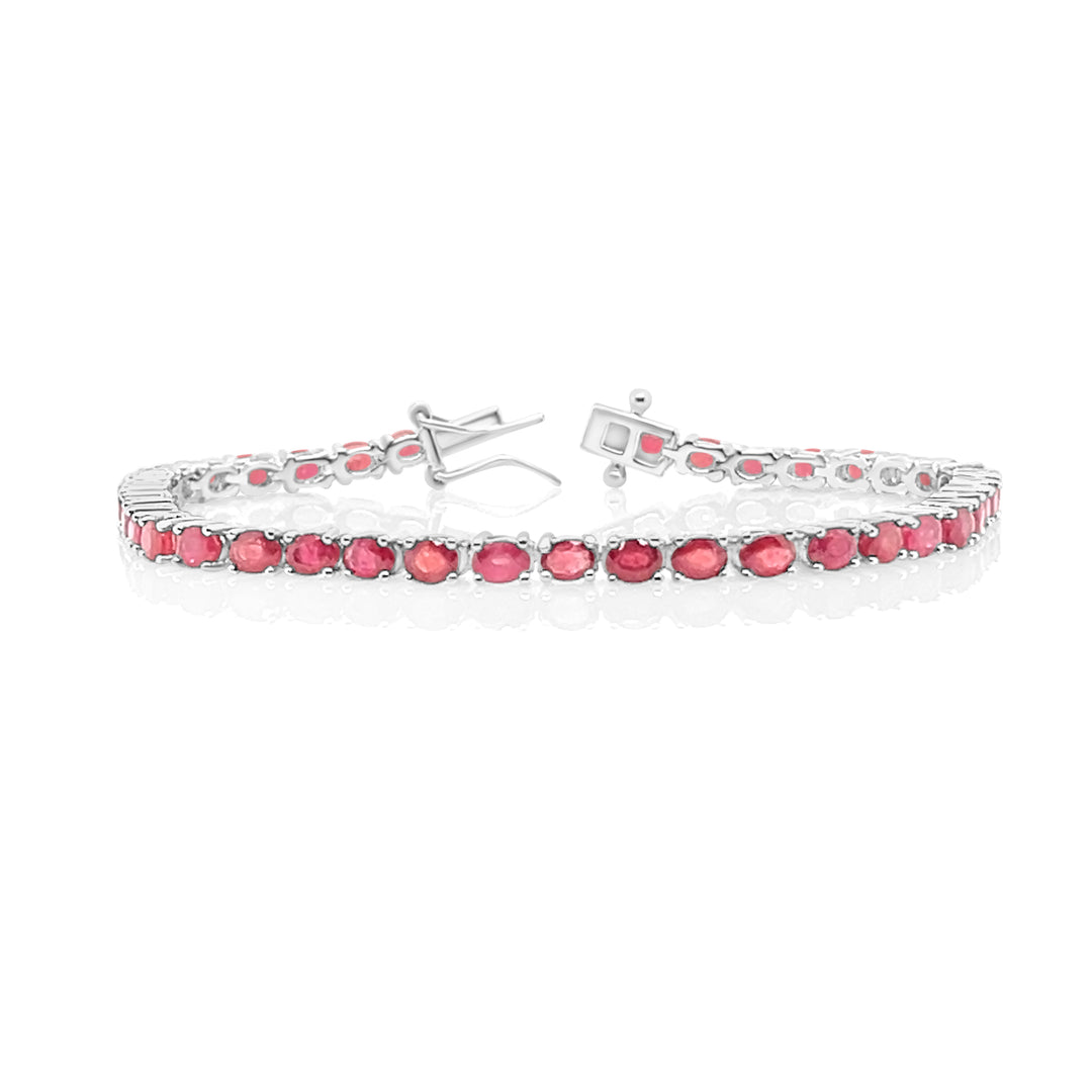 9.35 Cts Ruby Tennis Bracelet in 925 Sterling Silver