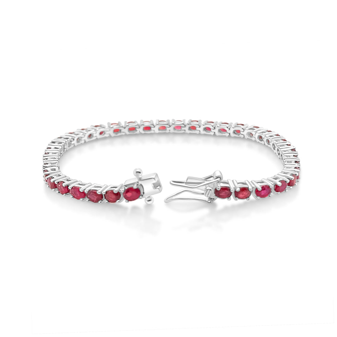 9.35 Cts Ruby Tennis Bracelet in 925 Sterling Silver