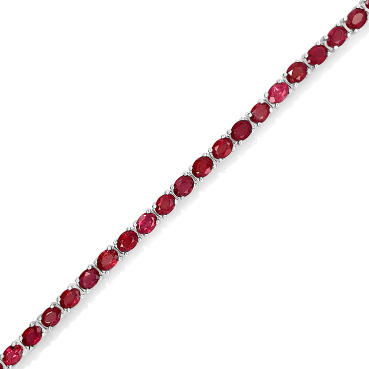 9.35 Cts Ruby Tennis Bracelet in 925 Sterling Silver