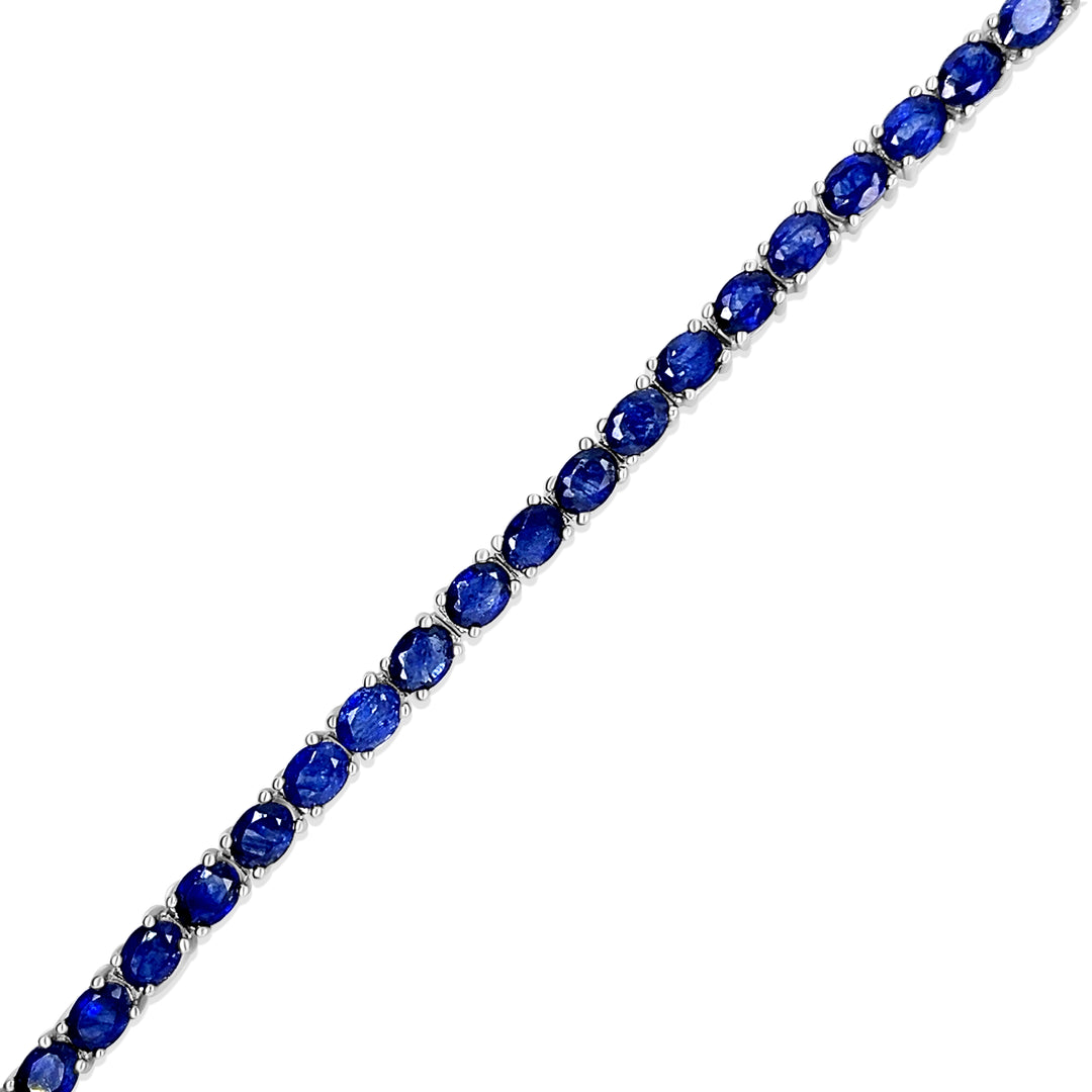 10.94 Cts Blue Sapphire Tennis Bracelet in 925 Sterling Silver