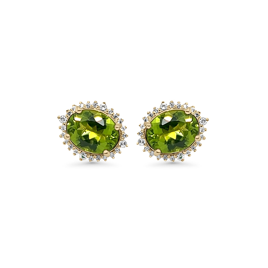 4.83 Cts Peridot and White Zircon Stud Earring in 925 Sterling Silver