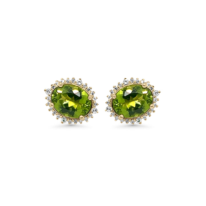 4.83 Cts Peridot and White Zircon Stud Earring in 925 Sterling Silver