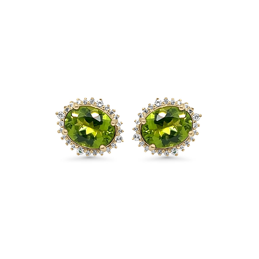 4.83 Cts Peridot and White Zircon Stud Earring in 925 Sterling Silver