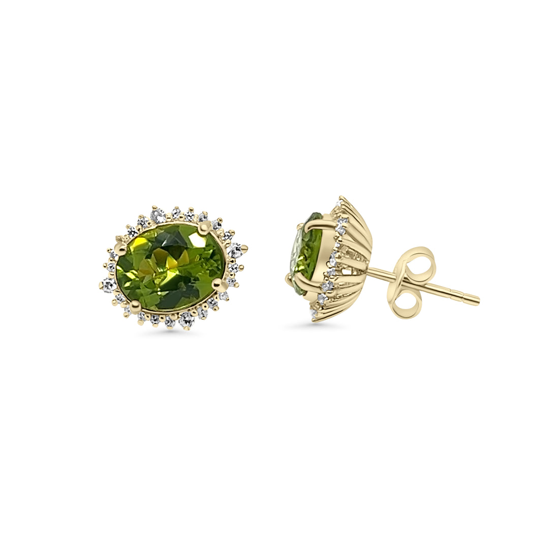 4.83 Cts Peridot and White Zircon Stud Earring in 925 Sterling Silver