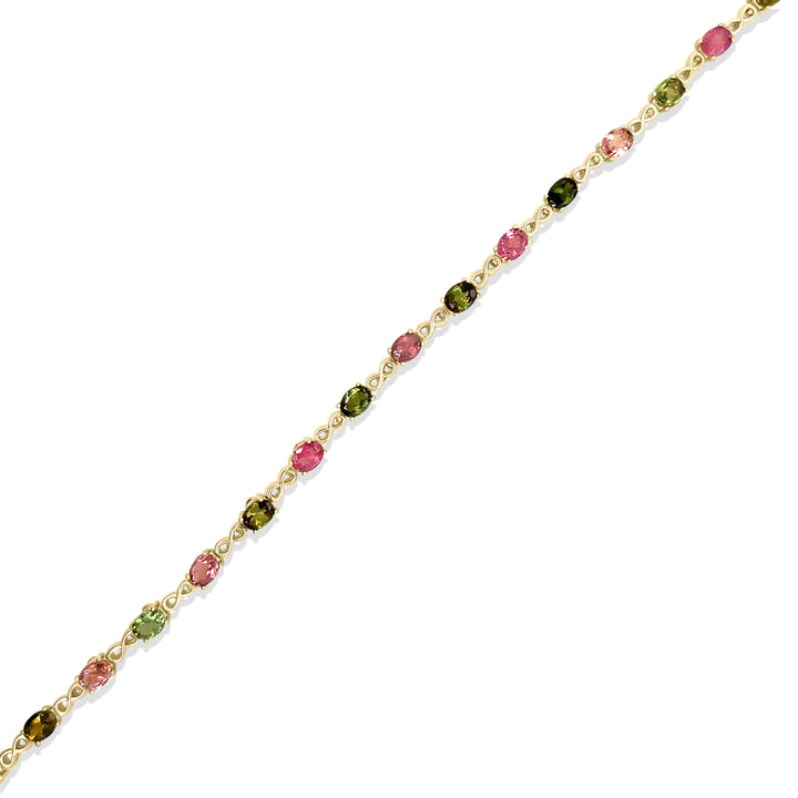 3.07 Cts Multi Tourmaline Tennis Bracelet in 925 Sterling Silver