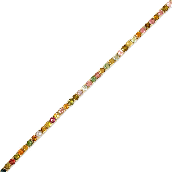 6.02 Cts Multi Tourmaline Tennis Bracelet in 925 Sterling Silver