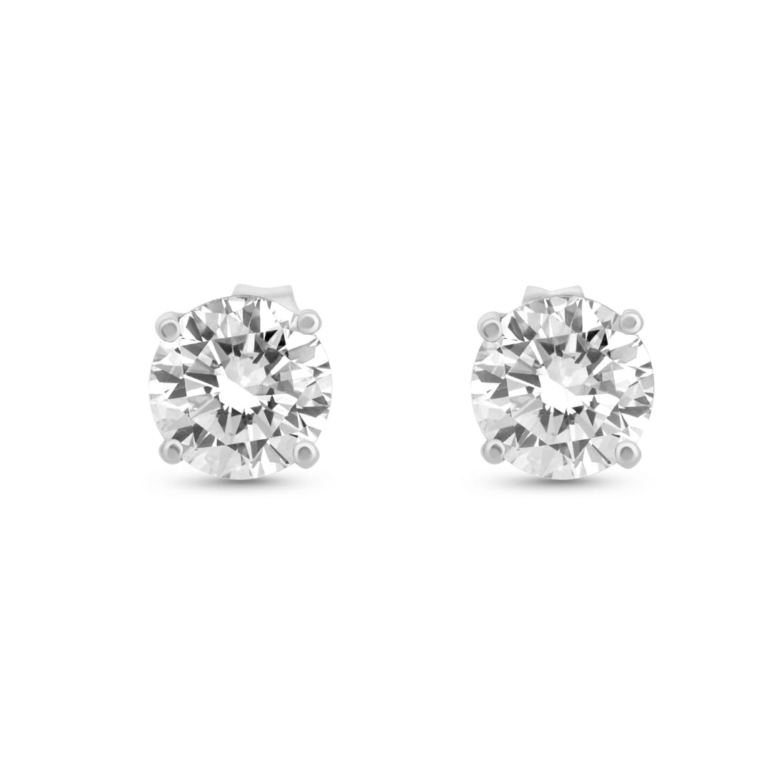 Lab Grown White Diamond Earring in 14K White Gold