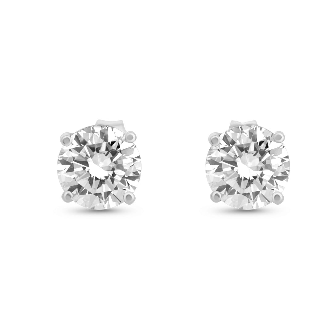 Lab Grown White Diamond Earring in 14K White Gold