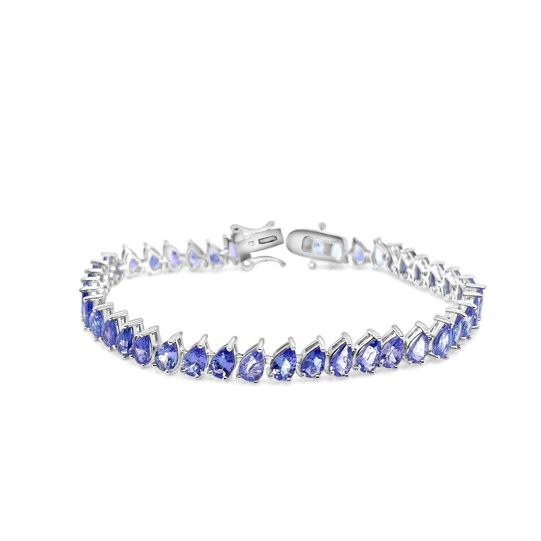 18.83 Cts Tanzanite Tennis Bracelet in 925 Sterling Silver