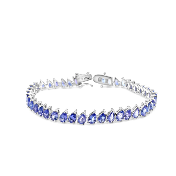 18.83 Cts Tanzanite Tennis Bracelet in 925 Sterling Silver