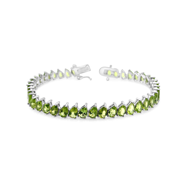 18.85 Cts Peridot Tennis Bracelet in 925 Sterling Silver