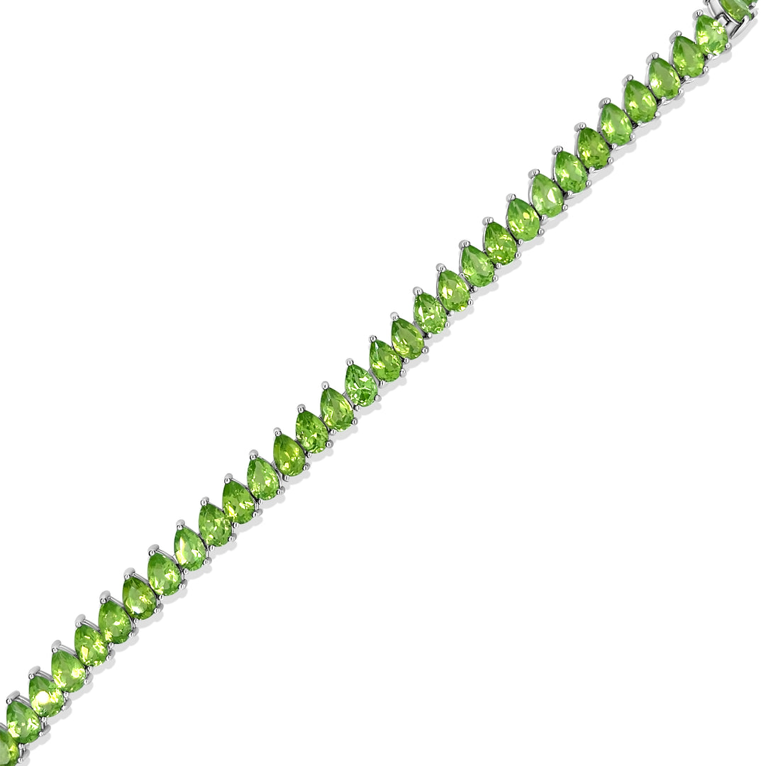 18.85 Cts Peridot Tennis Bracelet in 925 Sterling Silver