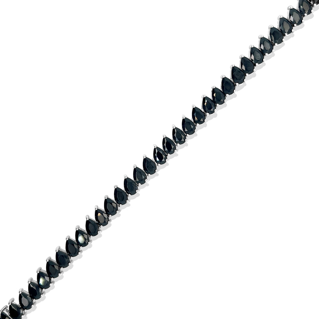 18.90 Cts Black Spinel Tennis Bracelet in 925 Sterling Silver