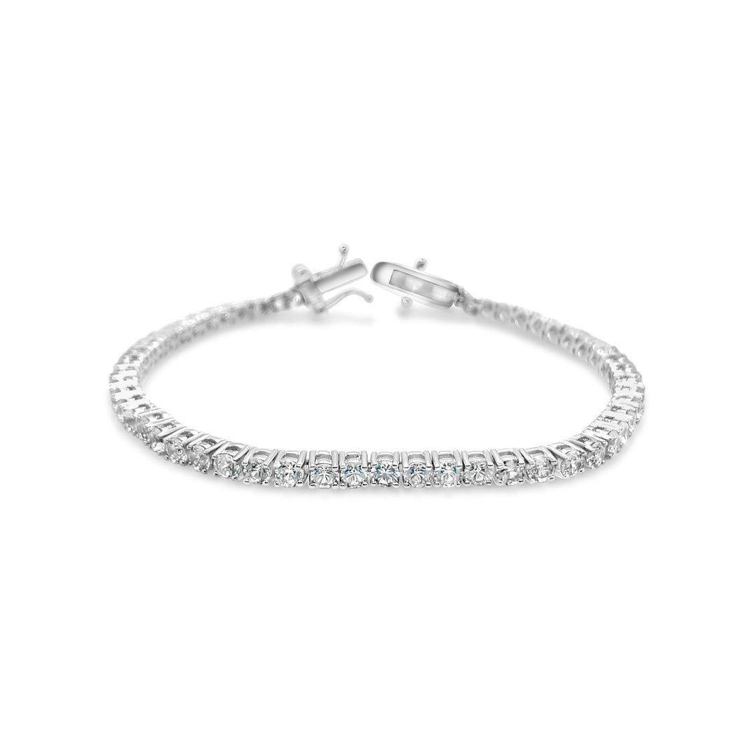 8.65 Cts White Zircon Tennis Bracelet in 925 Sterling Silver