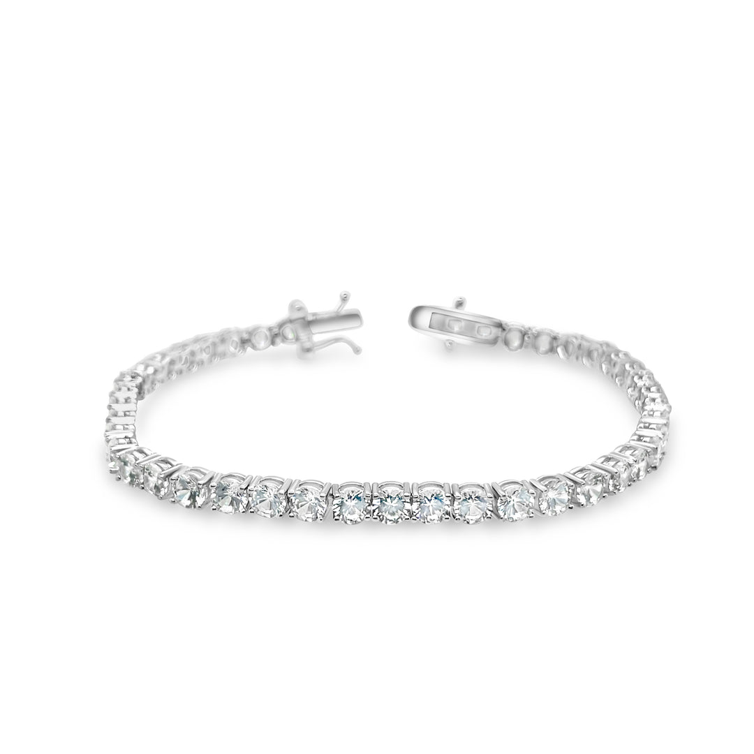 16.10 Cts White Zircon Tennis Bracelet in 925 Sterling Silver