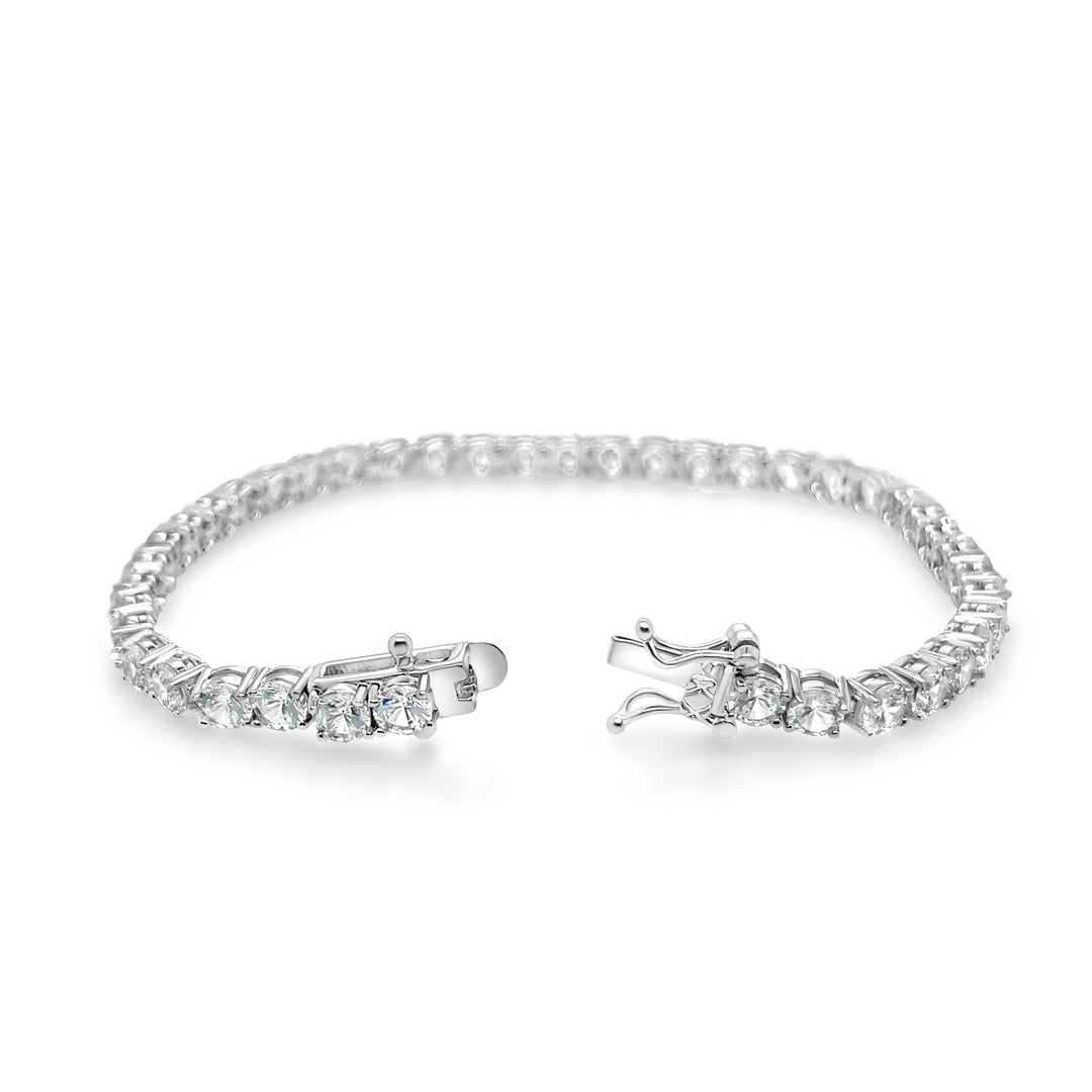 16.10 Cts White Zircon Tennis Bracelet in 925 Sterling Silver