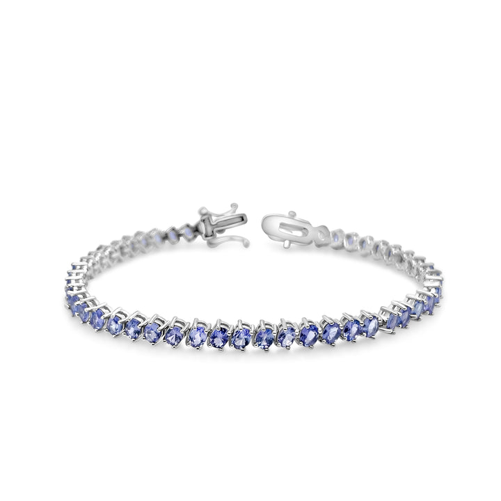 7.84 Cts Tanzanite Tennis Bracelet in 925 Sterling Silver