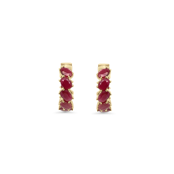 10.00 Cts Ruby Hoop Earring in 925 Sterling Silver