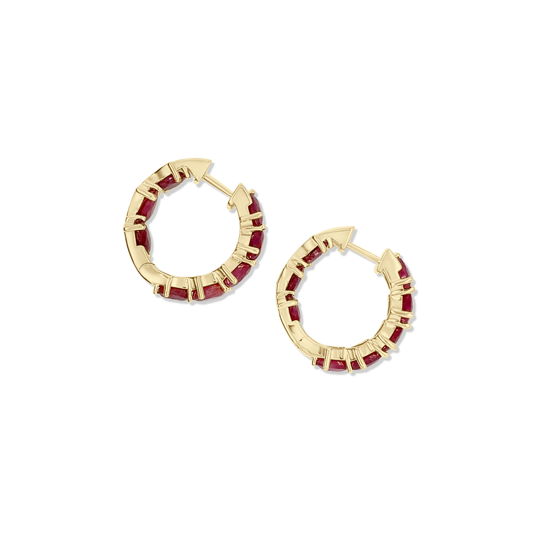 10.00 Cts Ruby Hoop Earring in 925 Sterling Silver