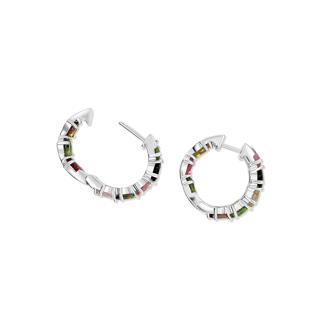 6.87 Cts Multi Tourmaline Hoop Earring in 925 Sterling Silver