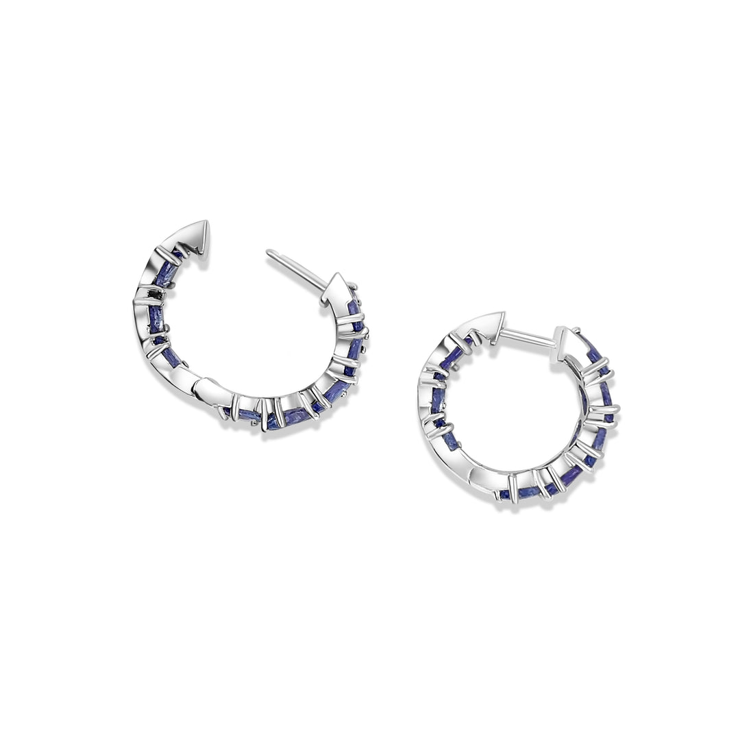 7.35 Cts Tanzanite Hoop Earring in 925 Sterling Silver